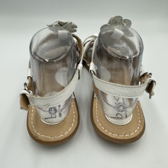 BOC Born Strappy Sandals 9 /40.5 White Leather Floral Ankle Buckle Closure‎ Boho - Picture 4 of 14